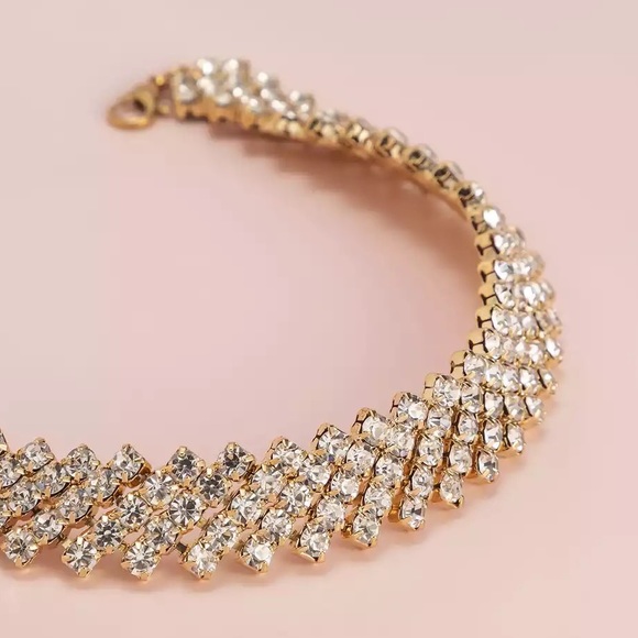 🆕 Iced Out Rhinestone Gold Chunky Chain Choker - Picture 3 of 6